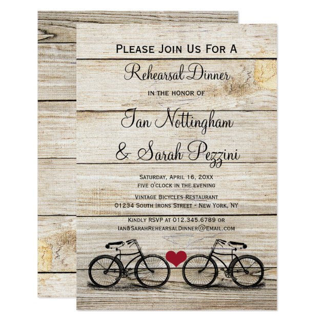 Vintage Bicycle Rehearsal Dinner Invitations