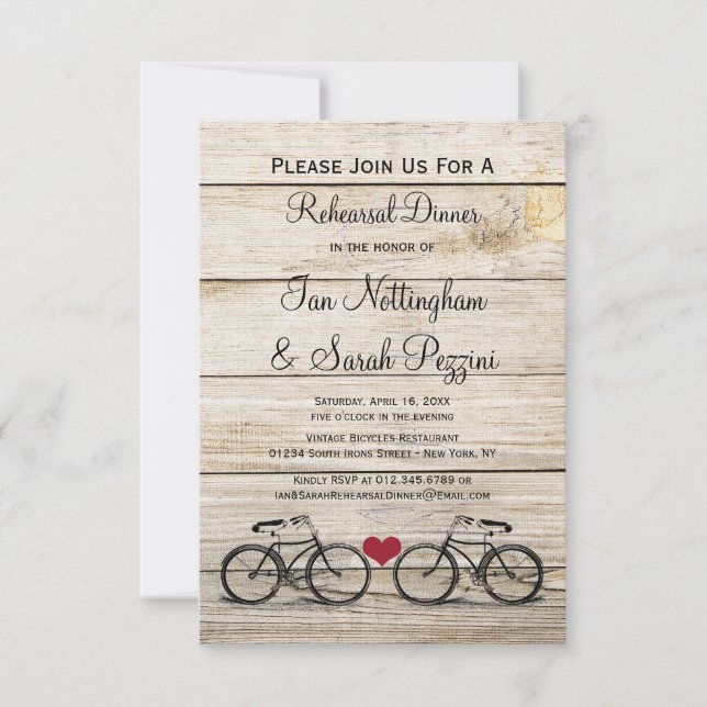 Vintage Bicycle Rehearsal Dinner Invitations (Front)
