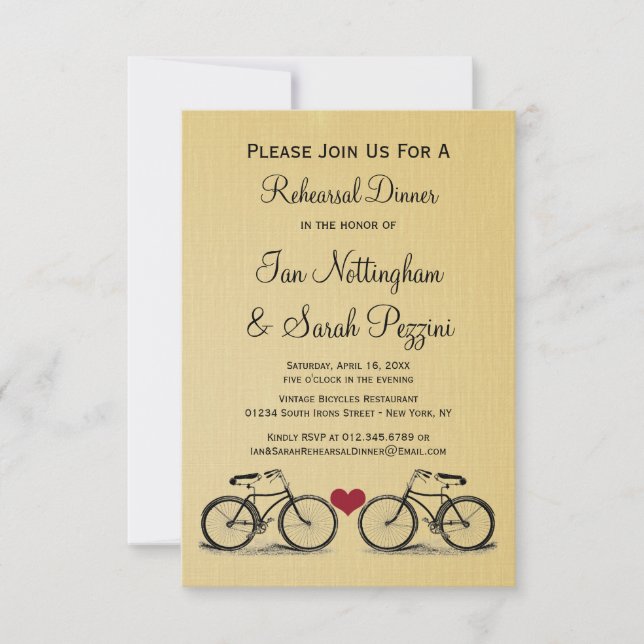 Vintage Bicycle Rehearsal Dinner Invitations (Front)