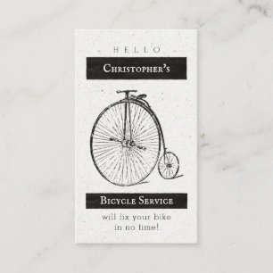Vintage Bicycle Repair Service Black White Business Card