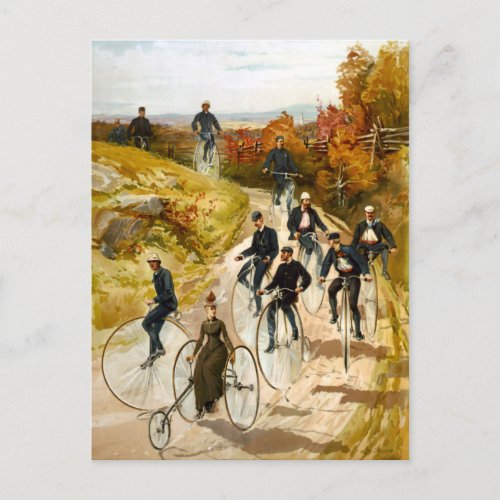 Vintage Bicycle Ride in the Country Postcard