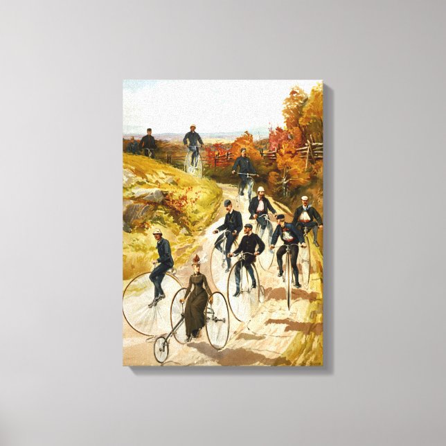 Vintage Bicycle Ride in the Country Wrapped Canvas (Front)