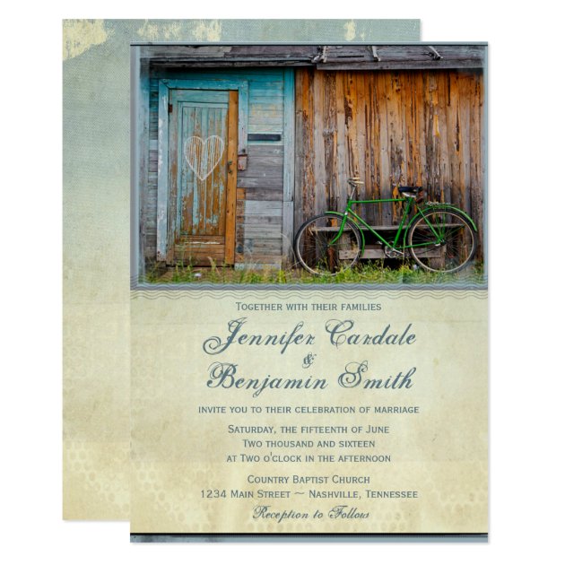 Vintage Bicycle Rustic Barn Wedding Invitations