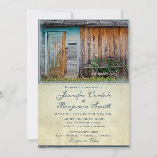 Vintage Bicycle Rustic Barn Wedding Invitations