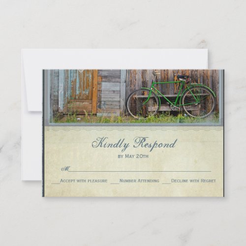 Vintage Bicycle Rustic Barn Wedding RSVP Cards