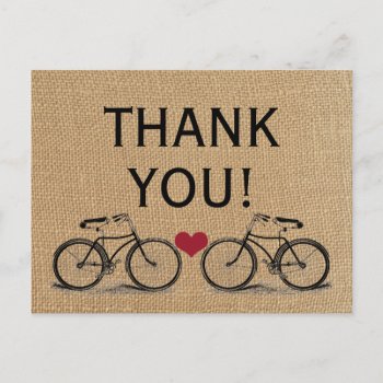 Vintage Bicycle Thank You Wedding Postcards by RenImasa at Zazzle