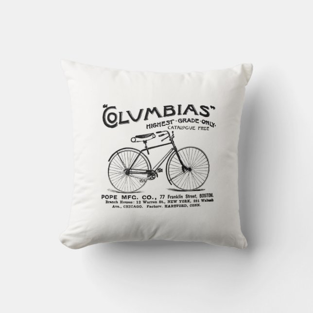 Vintage Bicycle Throw Pillow (Front)