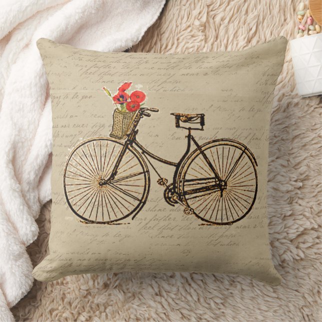 Vintage Bicycle Throw Pillow (Blanket)