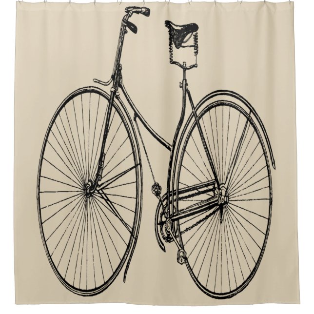 Vintage bicycle vector vintage 1900 Shower Curtain (Front)