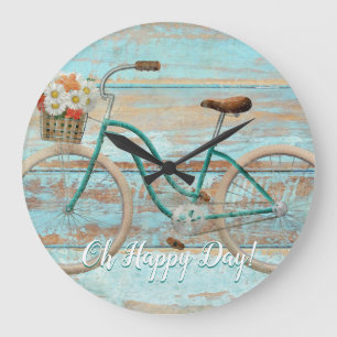 Vintage Bicycle Wall Clock Aqua Oh Happy Day