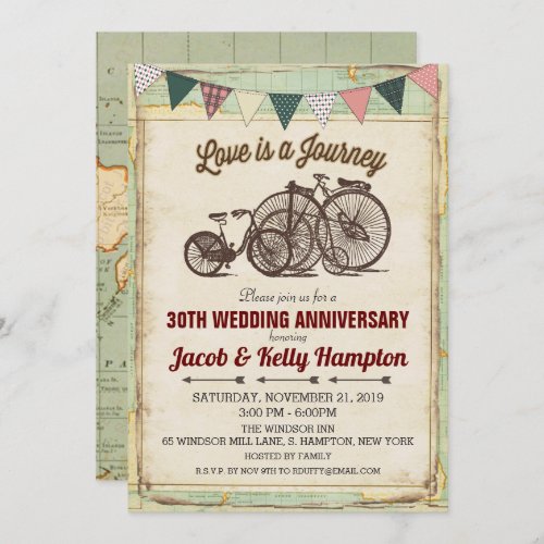 Vintage Bicycle Wedding Anniversary Invitation