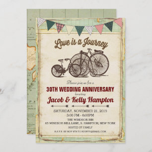 Vintage Bicycle Wedding Anniversary Invitation