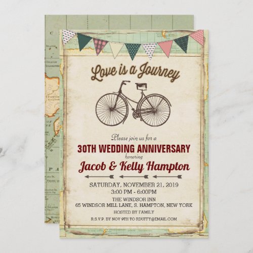 Vintage Bicycle Wedding Anniversary Invitation