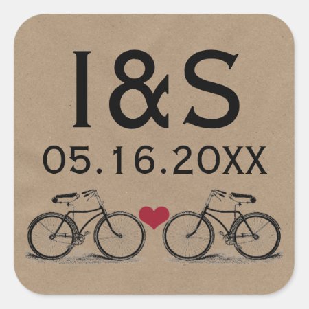 Vintage Bicycle Wedding Favor Stickers