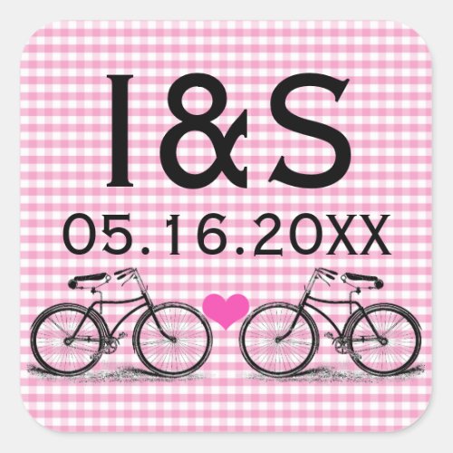 Vintage Bicycle Wedding Favor Stickers