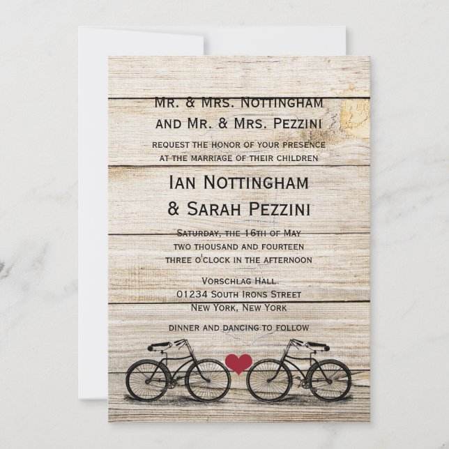Vintage Bicycle Wedding Invitations (Front)