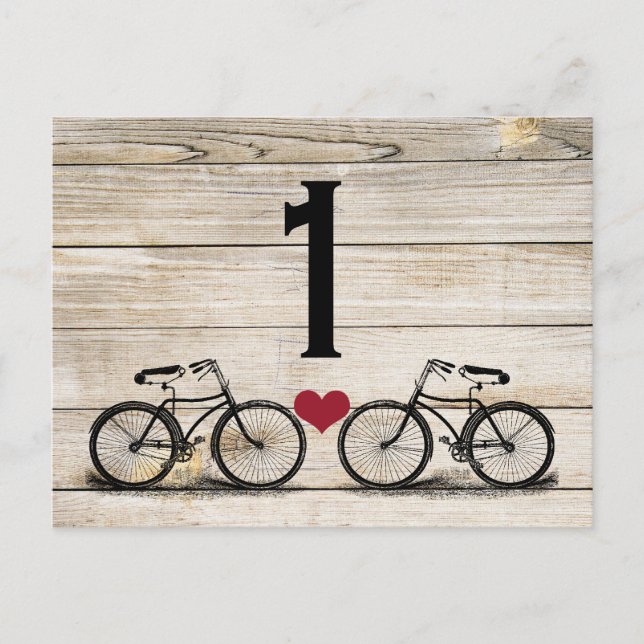 Vintage Bicycle Wedding Table Numbers (Front)