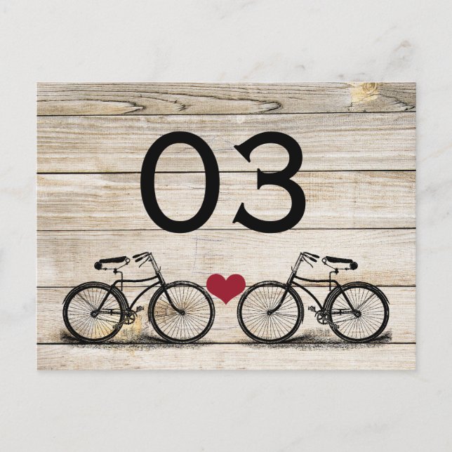 Vintage Bicycle Wedding Table Numbers (Front)