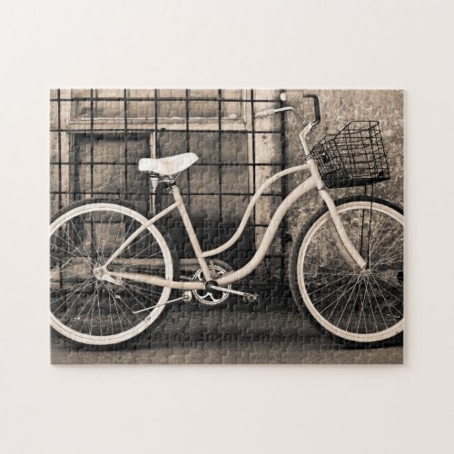 Vintage Bicycle With Basket Jigsaw Puzzle