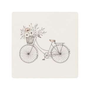 Vintage Bicycle with Blooming Basket Metal Art