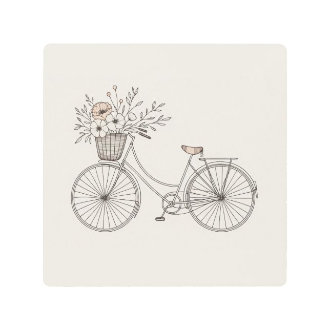 Vintage Bicycle with Blooming Basket Metal Art (Front)