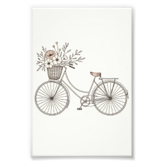 Vintage Bicycle with Blooming Basket Photo Print