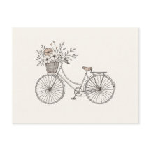 Vintage Bicycle with Blooming Basket Postcard