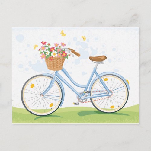 Vintage Bicycle with Flower Basket Postcard