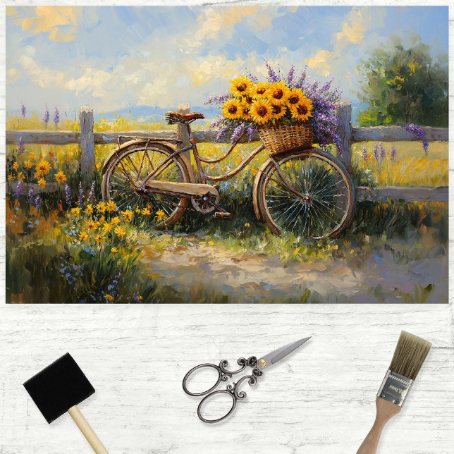 Vintage Bicycle with Flowers Art Decoupage Tissue Paper (Creator Uploaded)