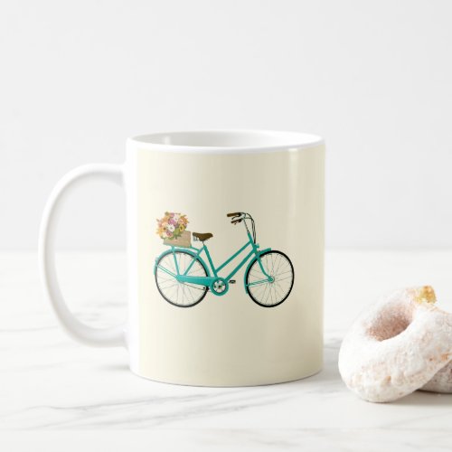 Vintage Bicycle with Flowers Illustration Coffee M Coffee Mug
