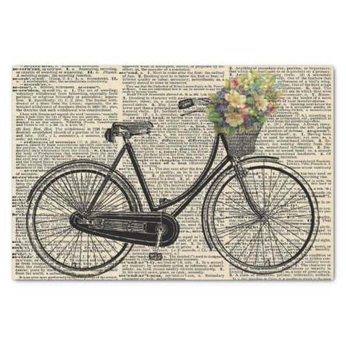 Vintage Bicycle with Flowers retro decoupage Tissue Paper