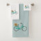 Vintage Bicycle with Flowers Turquoise Towel Set