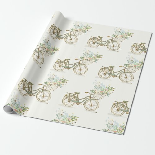 Vintage Bicycle with Flowers Wrapping Paper