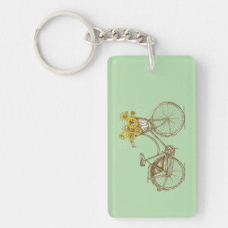Vintage bicycle with Sunflower Basket Keychain
