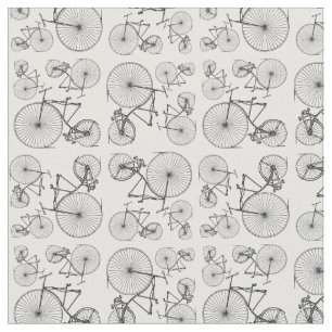 Vintage Bicycles Antique Bicycle Art Pattern B&W Fabric