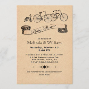 Vintage Bicycles Baby Shower Invitation