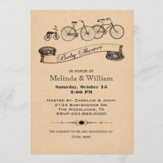 Vintage Bicycles Baby Shower Invitation