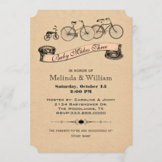 Vintage Bicycles Baby Shower Invitation 2