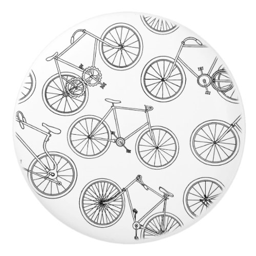 Vintage Bicycles Bike Art Pattern CUSTOM BG COLOR Ceramic Knob