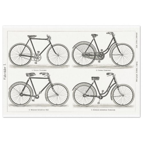 Vintage Bicycles Bikes Ephemera Decoupage Tissue Paper