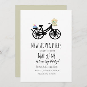 Vintage Bicycles Birthday Cake Floral Any Age Invitation