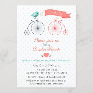 Vintage Bicycles Couple Bridal Shower Invitation