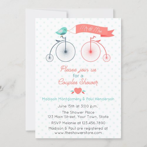 Vintage Bicycles Couple Bridal Shower Invitation