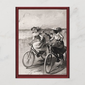 Vintage Bicycles On The Beach Postcard by windsorarts at Zazzle