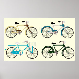 Vintage Bicycles Poster
