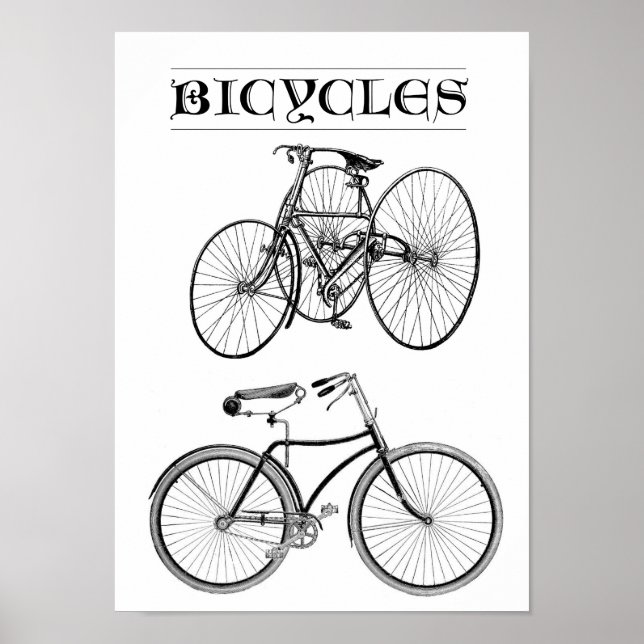 Vintage Bicycles Poster (Front)