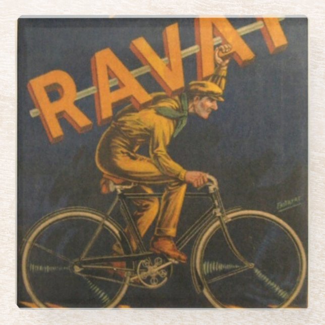 Vintage Bicycles Ravat Poster as Coaster (Front)