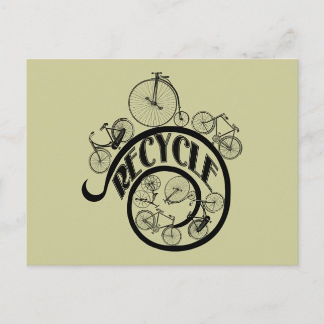 Vintage Bicycles Recycle Apparel and Gifts Postcard (Front)
