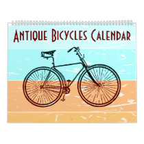 Vintage Bicycles Retro Background Illustrations Calendar