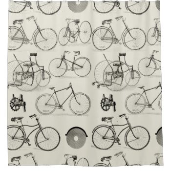 Vintage Bicycles Shower Curtain by ThinxShop at Zazzle